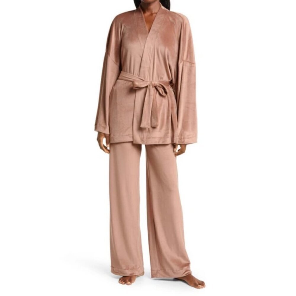 💕SKIMS💕 Velour Fleece Wrap Sleep Set (Robe + Pajama Set) ~ Sienna Medium NWOT - Picture 4 of 16